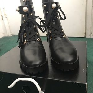 Karl Lagerfeld Paris Black Boots with Pearls